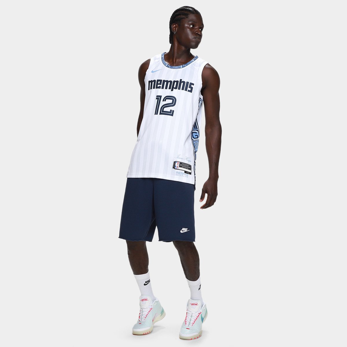 Regata Jersey NBA Nike Memphis - Branco+Azul Claro